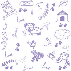 Happy animal doodle art