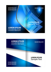 Vector white brochure template design with blue waves. EPS 10
