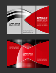 Fototapeta premium Vector empty tri-fold brochure print template design, trifold bright violet booklet or flyer 