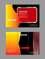 brochure design template vector tri-fold geometric abstract blue color
