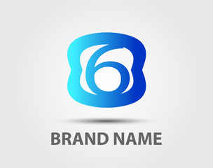 Obraz premium Vector sign logo number 6 