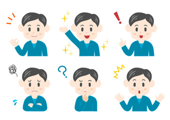 中年男性の表情イラストセット