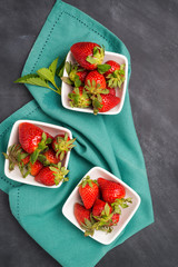 Appetizing strawberry in the bowl