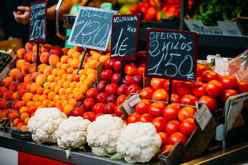 Agricultural products of local farmers in the grocery market