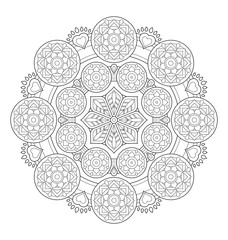 Decorative mandala illustration for adult coloring, well arranged group and easy to edit
