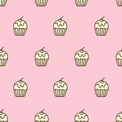 Seamless pattern of cute cupcake