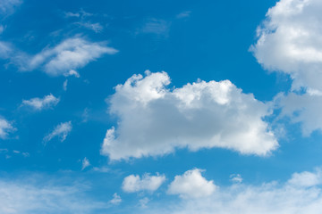 White fluffy clouds on blue sky