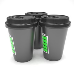 Three paper coffee cups. 3d rendering.