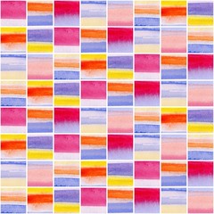 Watercolor colorful stripes. Seamless pattern. Painting on paper. 