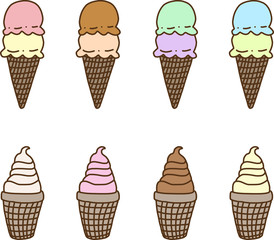 Collection of colorful tasty ice cream
