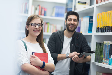 students group  in school  library