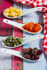 Olives, Capers ,Lupin Beans and chopped tomatoes 