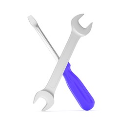 3D Illustration Wrench and screwdriver, service concept