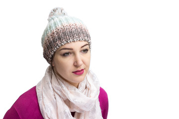 Pretty woman with hat and scarf