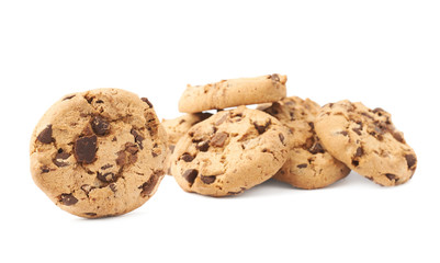 Pile of cookies isolated over the white background
