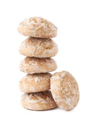 Stack of small cake gingerbread  isolated over the white background