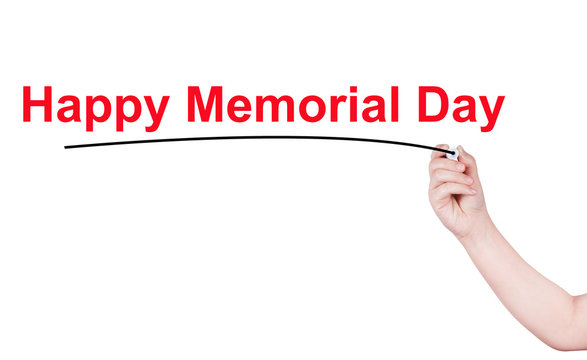 Happy Memorial Day word write on white background