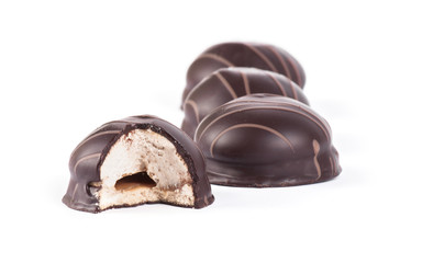 chocolate cakes on a white