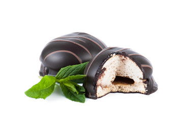 chocolate cakes on a white