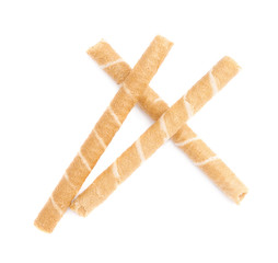 Pile of wafel sticks isolated over the white background