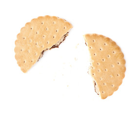 Broken into pieces cookie isolated over the white background