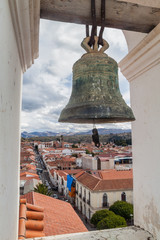 Obraz premium Bell of Templo Nuestra Senora de la Merced church in Sucre, capital of Bolivia.