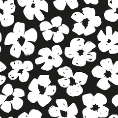 Hand drawn flowers - seamless pattern