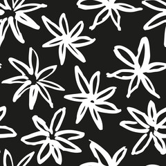 Fototapeta na wymiar Hand drawn simple flowers pattern