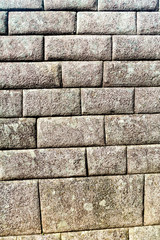 Detail of perfect Inca stonework of Temple of the Sun at Machu Picchu ruins, Peru
