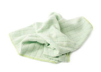 Green rag over white isolated background