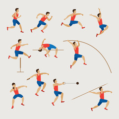 Sports Athletes, Track and Field, Men Set, Athletics, Games, Action, Exercise