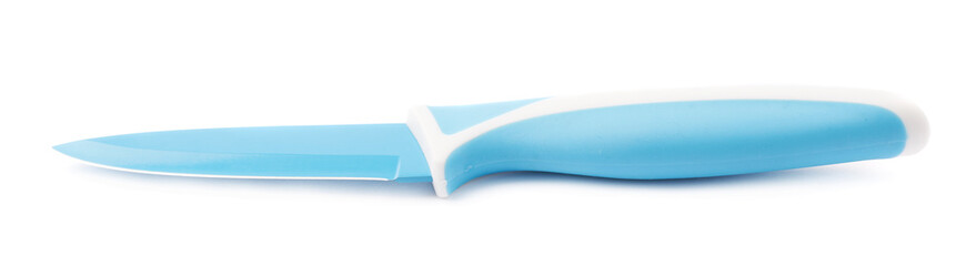 Steel blue knife isolated over the white background