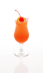 cocktail with ice and orange slice isolated on white background