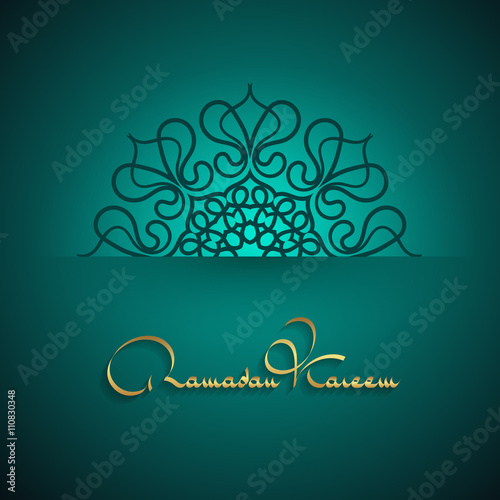 "Ramadan Kareem beautiful greeting text logo on a blue 