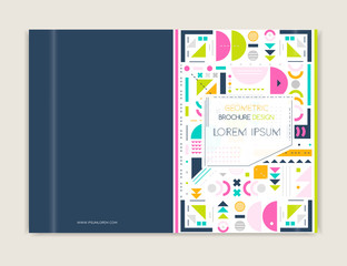 Cover design for Brochure leaflet flyer. Modern background line art. Abstract geometric colorful background.  A4 size. Vector EPS 10