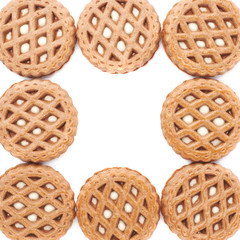 Pile of cookies isolated over the white background