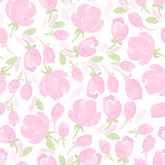 cute watercolor flowers seamless textile pattern. vector illustration