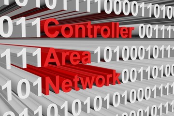 Controller Area Network in the form of binary code, 3D illustration