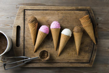 various ice cream with preparation
