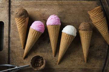 various ice cream with preparation