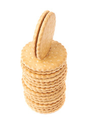 Stack of cookies isolated over the white background