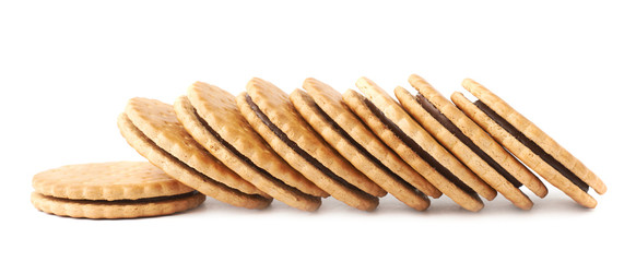 Pile of cookies isolated over the white background