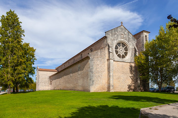 Santa Clara Church with the Rose or Catherine Window. 13th century Mendicant Gothic Architecture. Santarem, Portugal.