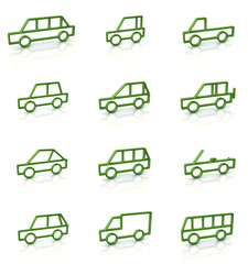 Set of green cars