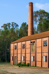 Close up of a abandoned 19th century wool textile factory from the industrial revolution. Fabrica de Lanificios da Arrentela in Seixal, Portugal.