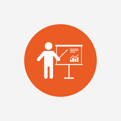 Presentation billboard sign icon. Diagram symbol