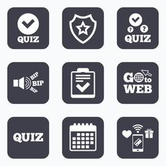 Quiz icons. Checklist with check mark symbol.