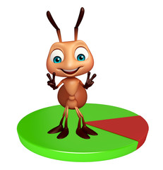 fun Ant cartoon character with circle sign