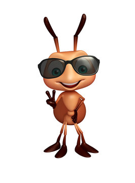cute  Ant cartoon character with sunglass