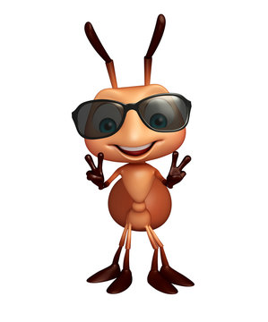 cute  Ant cartoon character with sunglass